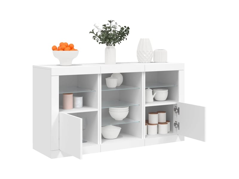  Buffet - bahut - meuble de rangement avec lumières led blanc 123x37x67 cm  - Conforama B
