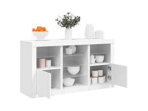 Buffet - bahut - meuble de rangement avec lumières led blanc 123x37x67 cm