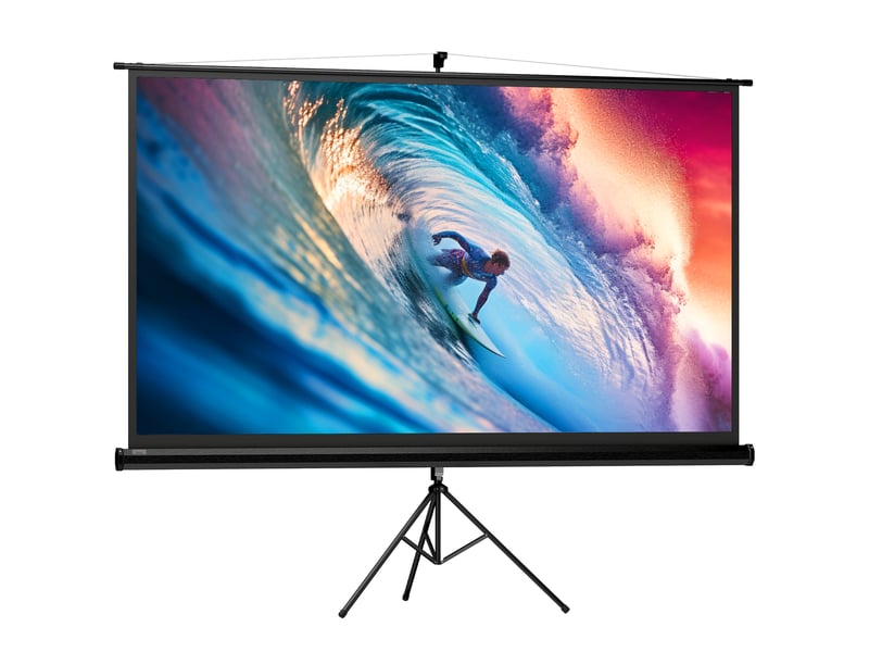  Écran de projection 100 pouces avec support trépied hauteur réglable, écran 4k hd 16:9  - Conforama B