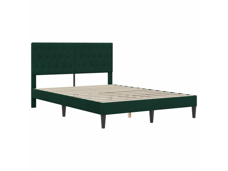  Lit double- lit adulte -  cadre de lit avec tête de lit vert foncé 120 x 190 cm velours  - Conforama B