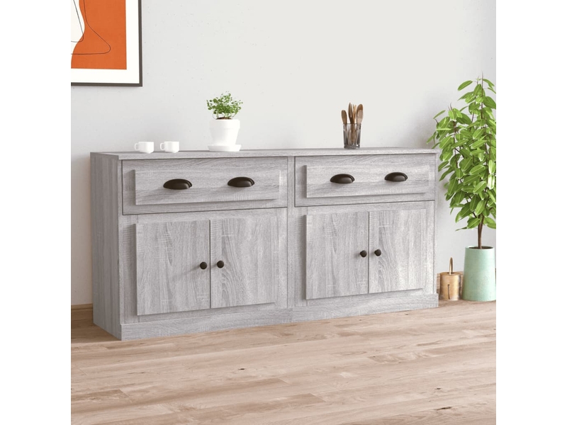  Buffets 2 pcs - bahut - meuble de rangement sonoma gris bois d'ingénierie  - Conforama B