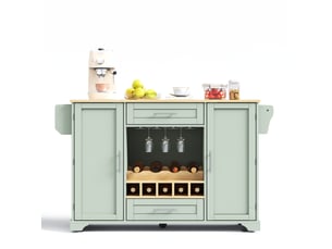 Desserte de cuisine à roulettes 138x4570x92 cm avec plateau rabattable vert antique