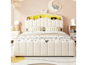 Lit coffre 140x200 cm <strong>DZMDIP</strong>  <strong></strong> coloris beige