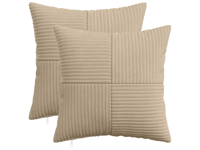  Lot de 2 housses de coussin almelo taupe 50 x 50 cm velours côtelé cf49406  - Conforama B