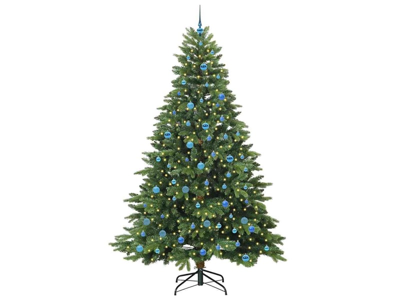  Sapin de noël artificiel, arbre de noël avec 300 led vert 240 cm pe et pvc shl7609  - Conforama C