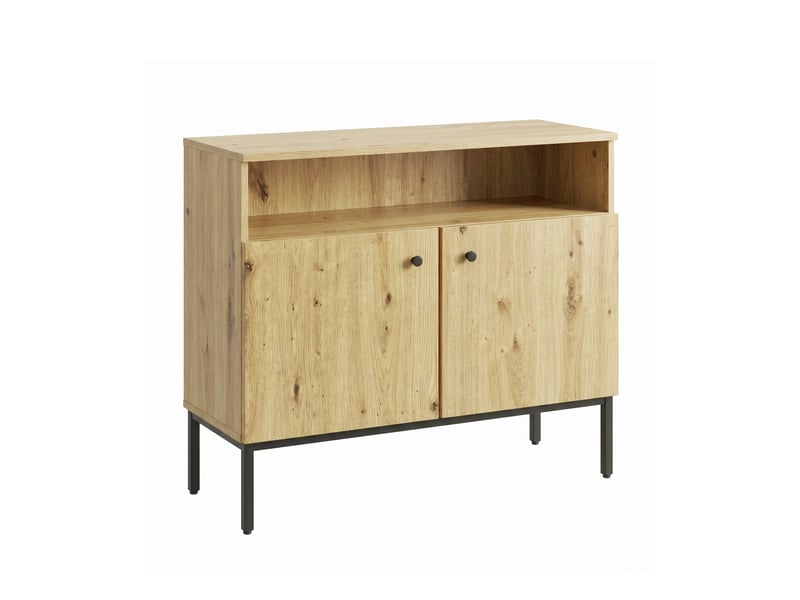  Buffet de salon bas 2 portes | meuble de rangement avec niche ouverte | console d'entrée | 90x30x72cm | modèle duna | couleur chêne eos Duna - Conforama A