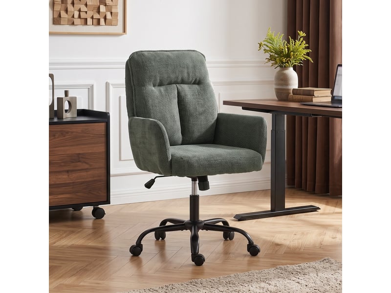  Chaise bureau ergonomique, fauteuil de bureau avec hauteur réglable, assise large, fonction bascule, vert foncé  - Conforama C