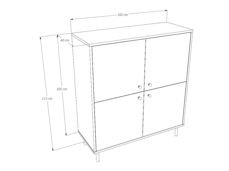  Commode venus 4 portes 113 x 100 cm - noyer VENUS_KK/O/03 - Conforama C