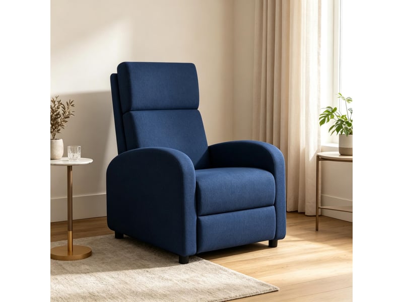  Fauteuil relax bleu inclinable, fauteuil tv avec repose-pieds intégré, dossier à 160 degrés pour salon et bureau  - Conforama B