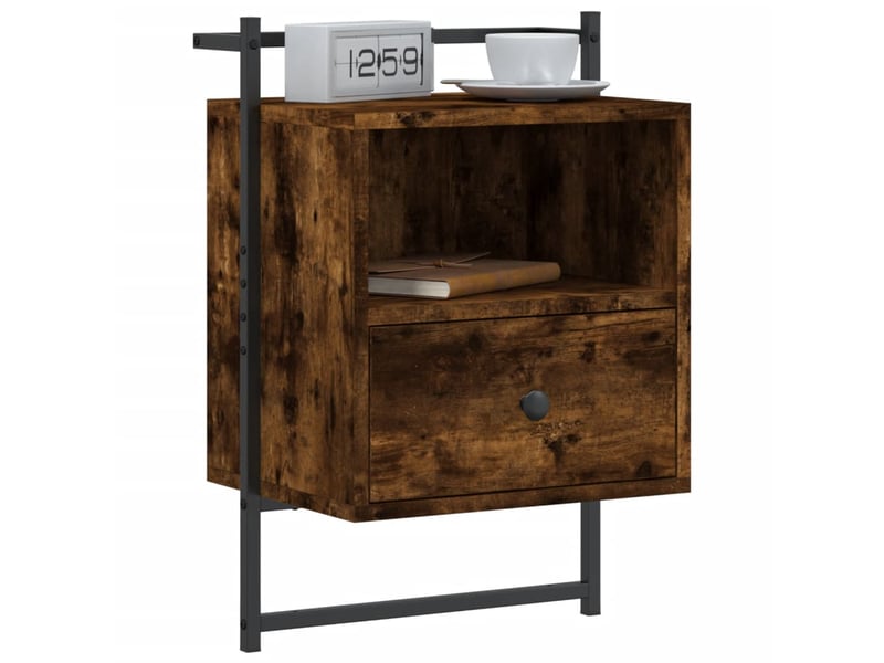 Table de chevet - cabinet de chevet - table de nuit murale chêne fumé 40x30x61 cm bois d'ingénierie  - Conforama B
