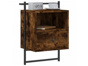 Table de chevet - cabinet de chevet - table de nuit murale chêne fumé 40x30x61 cm bois d'ingénierie