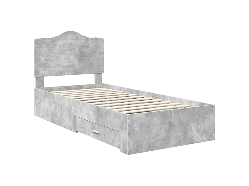  Lit simple- lit adulte -  cadre de lit gris béton 70 x 190 cm bois d'ingénierie  - Conforama C