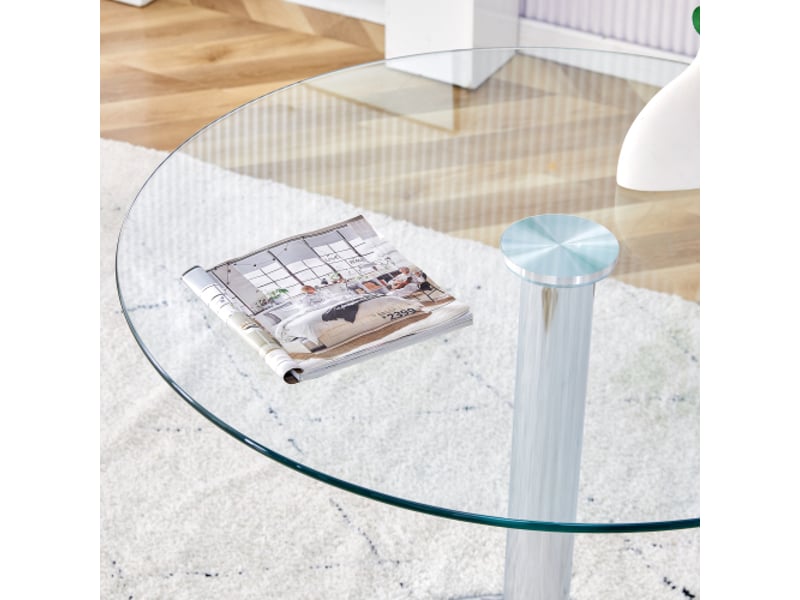  Table ronde en verre minimaliste – diamètre 85 cm, hauteur 76 cm – design luxe léger  - Conforama D