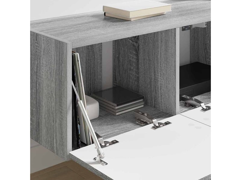  Meuble tv - banc tv - meuble de rangement mural 2 pcs gris sonoma bois d'ingénierie  - Conforama D