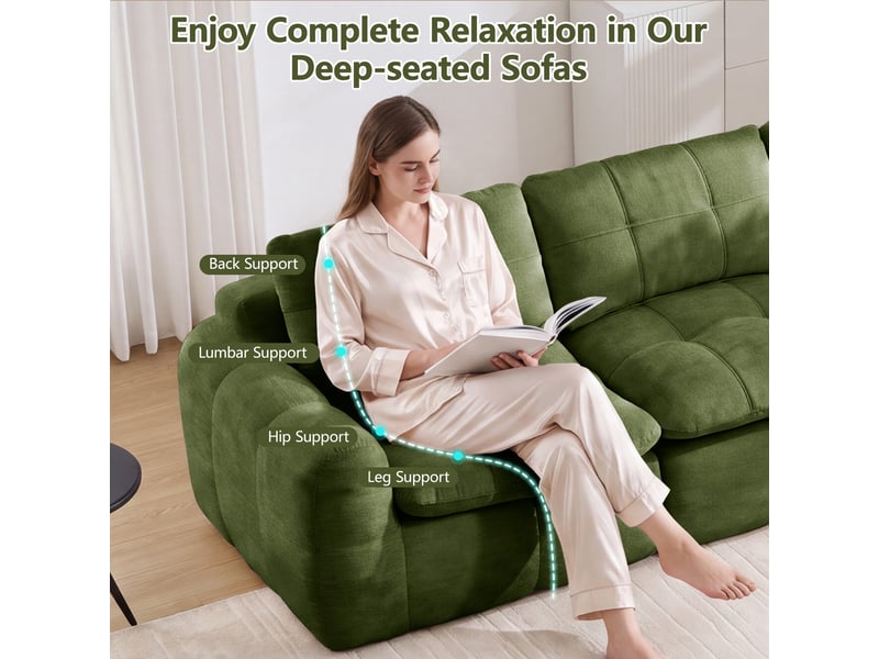  Pouf repose-pieds, 194x160x68 cm, 2 places, fermeture verrouillable, pliable, vert cao-W3325S00532-conf-NEW - Conforama C