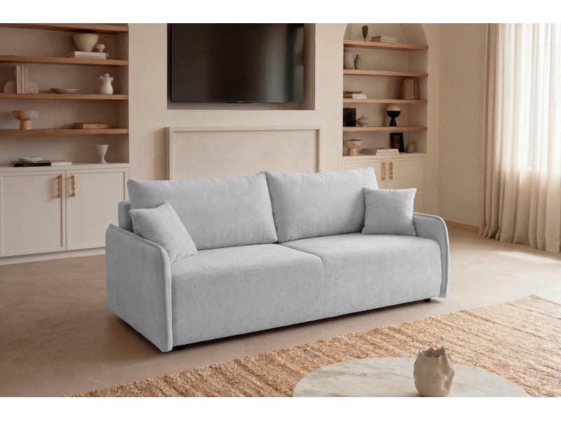  Sacha - canapé droit convertible tissu chiné 2 places blanc  - Conforama B