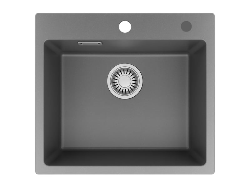 Cecipa max évier de cuisine 50x45cm - évier en granit - avec trou de robinet - avec égouttoir - gris - Conforama A