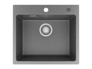 Cecipa max évier de cuisine 50x45cm - évier en granit - avec trou de robinet - avec égouttoir - gris