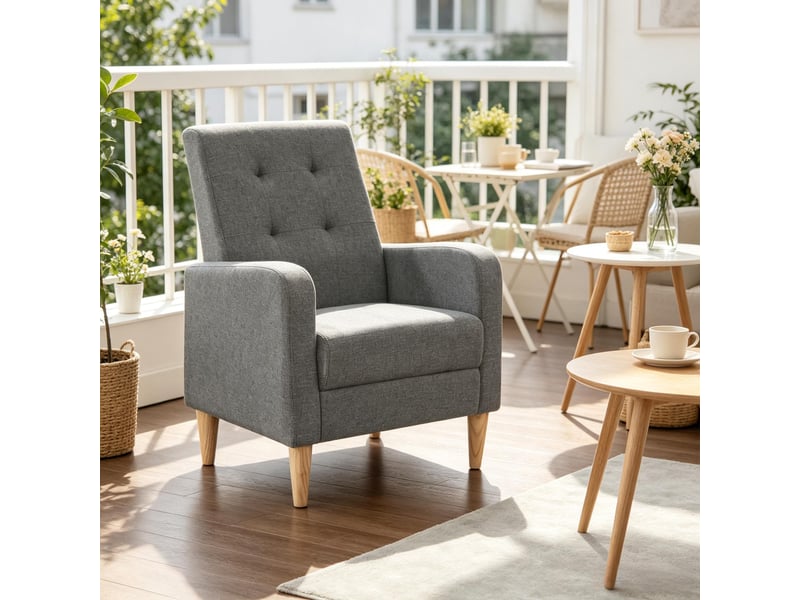  Fauteuil lounge 1 place style nordique, chaise rembourrée pour salon ou chambre  - Conforama B