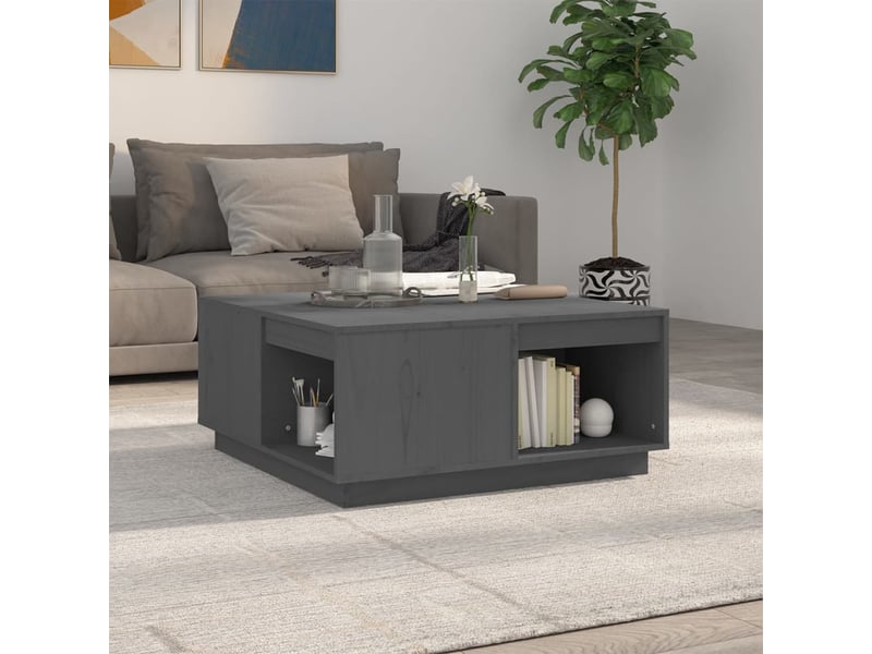  Table basse | table de salon gris 80x81x36,5 cm bois massif de pin  - Conforama B
