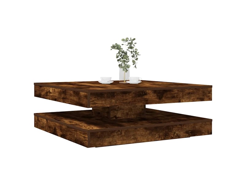 Table basse | table de salon rotative à 360 degrés chêne fumé 90x90x34,5 cm - Conforama A