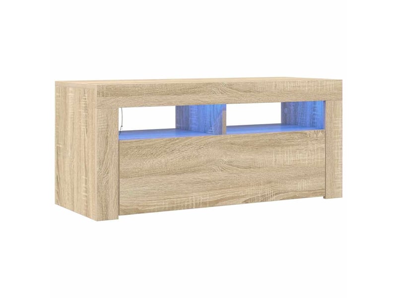  Meuble tv - banc tv - meuble de rangement avec lumières led chêne sonoma 90x35x40 cm  - Conforama A