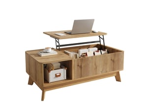 Table basse rectangulaire coloris naturel ULQENI - 48 cmx95 cm