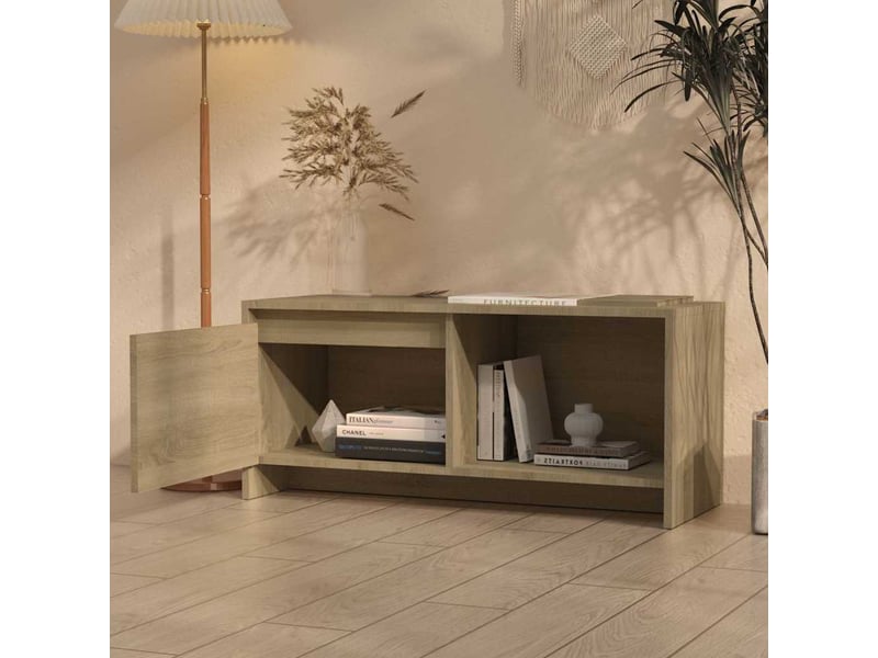  Meuble tv - banc tv - meuble de rangement chêne sonoma 90x35x40 cm bois d'ingénierie  - Conforama C