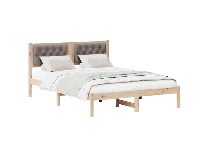  Lit double- lit adulte -  cadre de lit avec tête de lit taupe 150 x 200 cm pin massif  - Conforama B
