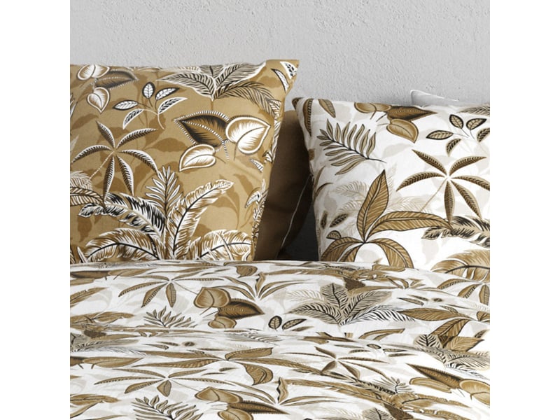  Parure housse de couette 240x220cm + 2 taies motif exotique blanc et beige 100% coton - naheli NAHELI - Conforama D