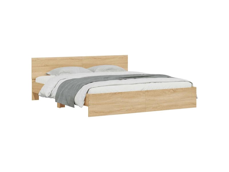  Lit double- lit adulte -  cadre de lit avec led sans matelas chêne sonoma 200x200 cm  - Conforama B