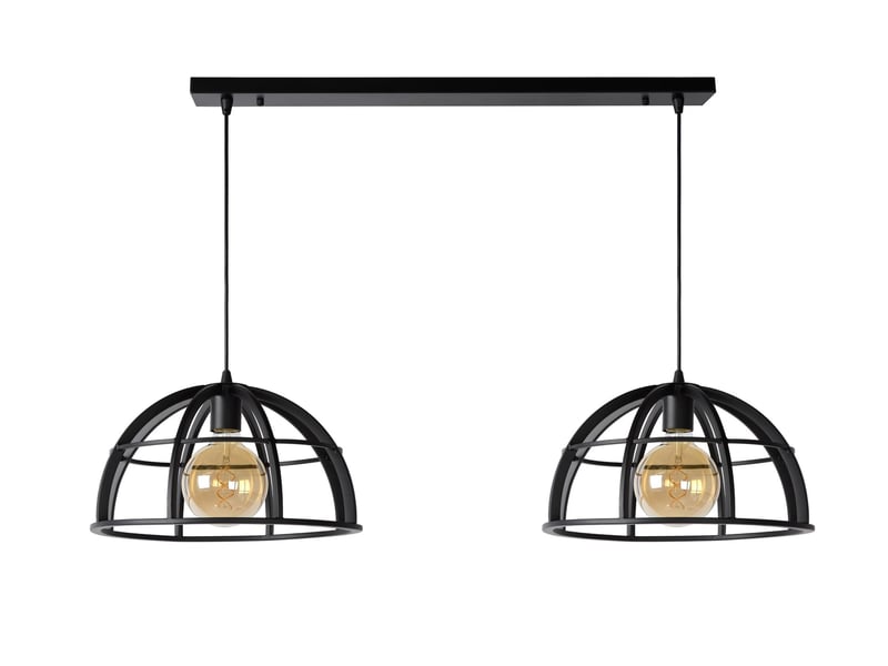 Suspension led dimmable 60 w 2xe27 métal noir - lucide - dikra  - Conforama B