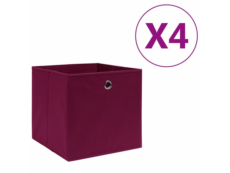  Boîtes de rangement 4 pcs tissu intissé 28x28x28 cm rouge foncé  - Conforama B