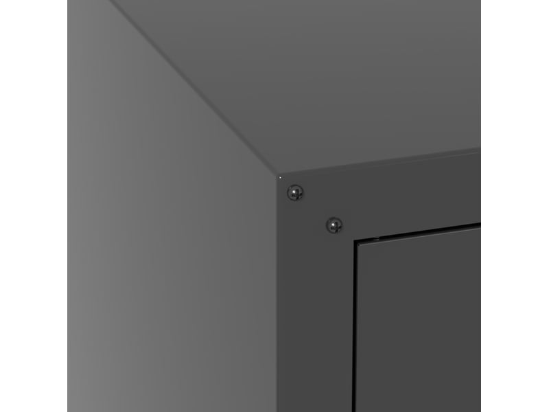 Armoire à outils murale 75 x 30 x 77 cm noire en métal, 2 portes verrouillables et rangement ouvert - Conforama E