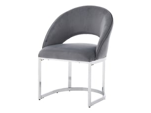 Lot de 2 chaises de salle à manger avec dossier enveloppant et pieds métalliques en velours et métal gris et argenté