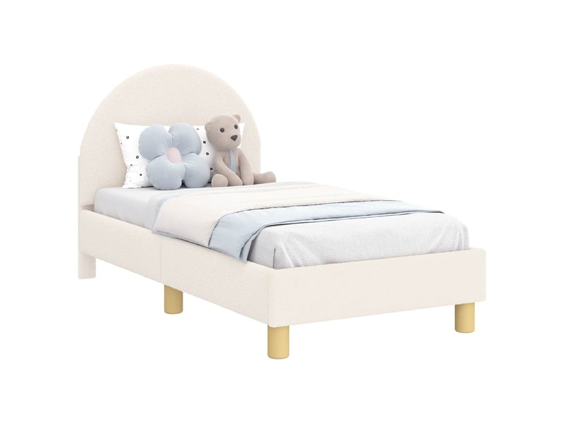  Lit simple- lit adulte -  cadre de lit pour tout-petit avec tête de lit crème 70 x 140 cm  - Conforama A