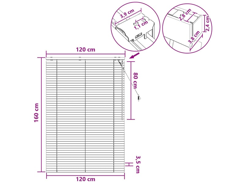  Store vénitien, store de fenêtre blanc 120 x 160 cm 35 mm cf47692  - Conforama E