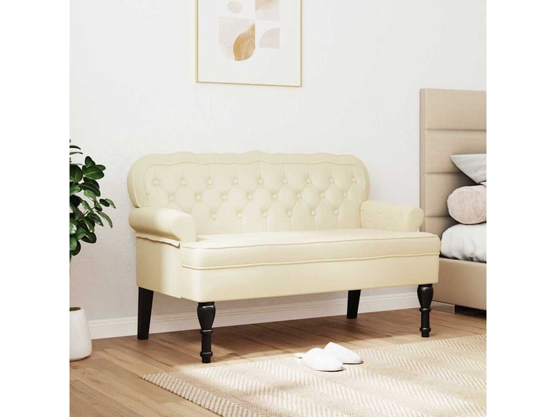  Banc chesterfield, canapé 2 places crème 119,5x64,5x75 cm cuir synthétique  - Conforama C