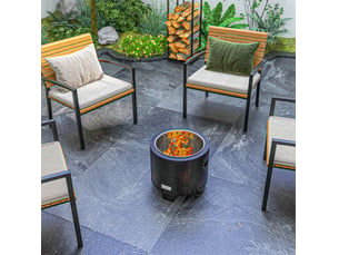 Brasero extérieur sans fumée ø45 cm – noir – métal avec poignées et tisonnier portable pour jardin et camping