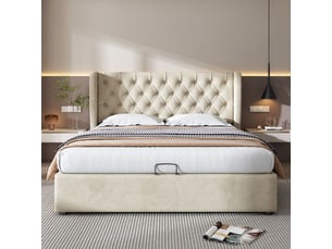 Lit coffre 140x200 cm <strong></strong> <strong>beige</strong> coloris beige