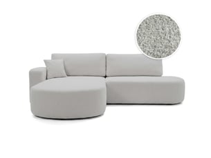 Canapé d'angle réversible convertible LOUNGITUDE KIARA 5 places Tissu bouclette Gris clair