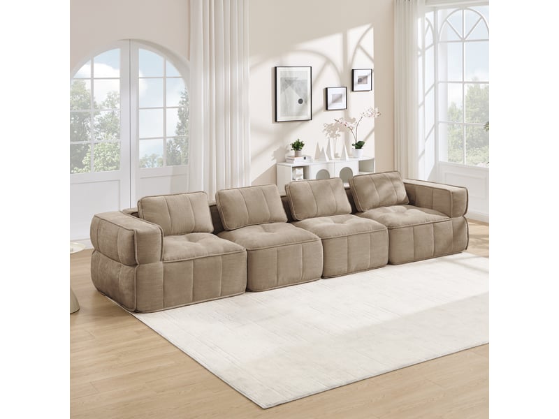  Canapé modulable, canapé 4 places, en tissu, style cloud, pour salon, pour intérieur, mobilier pour espace de vie  - Conforama A