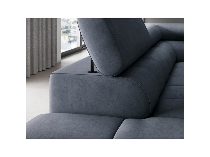  Canapé d'angle gauche convertible bleu foncé 5 places ferrum grand format 276x93x200cm  - Conforama C