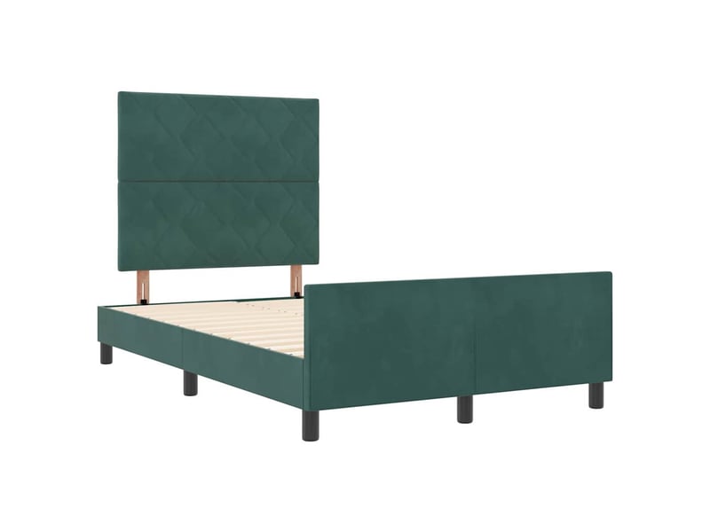  Lit double- lit adulte -  lit à ressorts avec tête de lit vert foncé 120 x 190 cm velours  - Conforama D