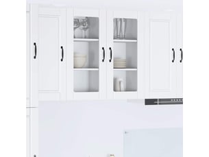 Meuble mural de cuisine, cabinet en verre mural 2 pcs blanc bois d'ingénierie shl6820