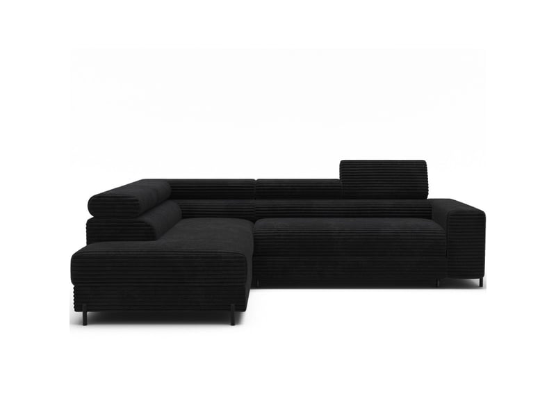  Canapé d'angle colesia convertible 5 places noir velours côtelé – gauche – 274x200cm  - Conforama A