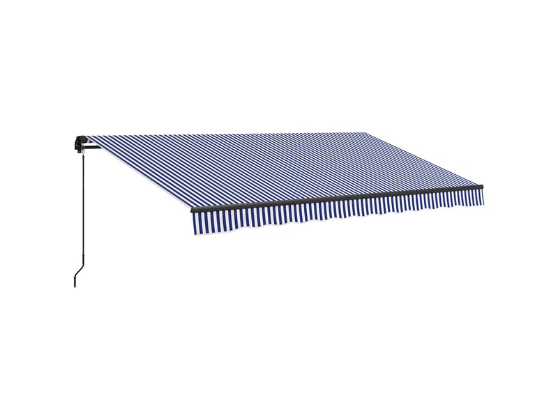  Store banne, store de terrasse, avec manivelle, résistant aux intempéries, 400 cm x 300 cm, bleu et blanc  - Conforama A