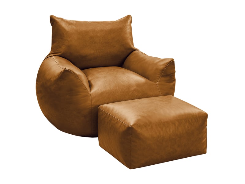  Fauteuil poire avec repose-pieds 103x90x70 cm sans montage marron  - Conforama A