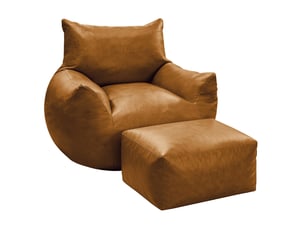 Fauteuil poire avec repose-pieds 103x90x70 cm sans montage marron