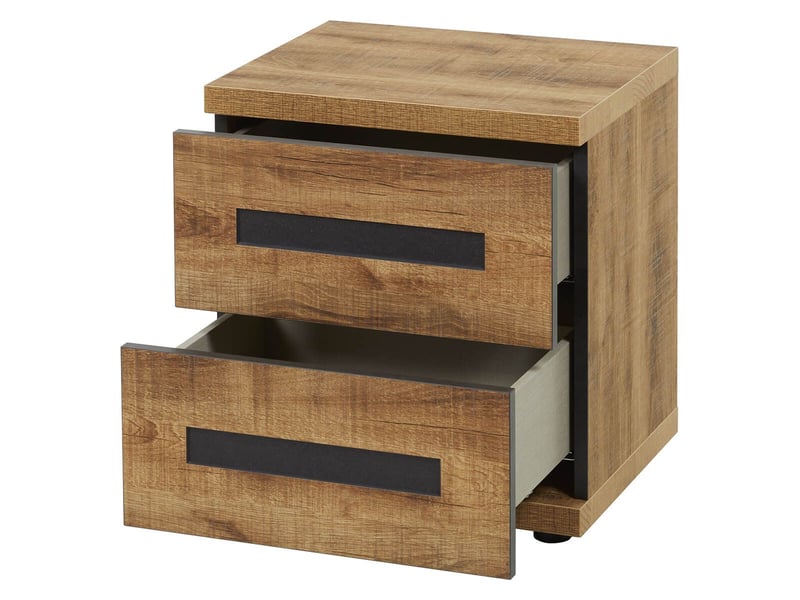  Chevet 2 tiroirs aspect chêne artisan et graphite - andes ANDES - Conforama E